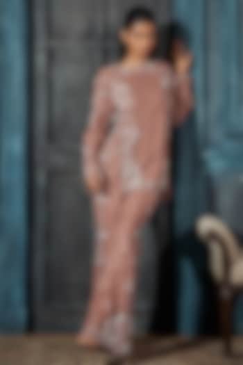 Rose Gold Sequins Embroidered Co-Ord Set by Rimple Agrawal at Pernia's Pop Up Shop