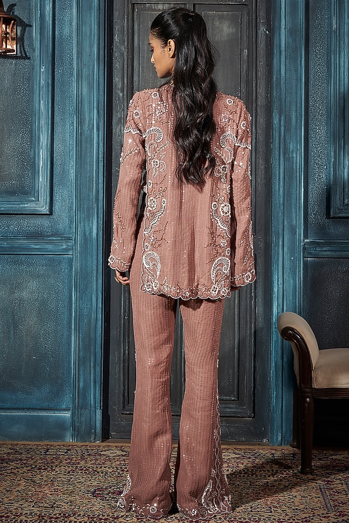 Rose Gold Sequins Embroidered Co-Ord Set by Rimple Agrawal at Pernia's Pop Up Shop