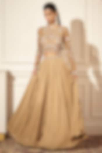 Champagne Gold Georgette Pant Set by Rimple Agrawal at Pernia's Pop Up Shop