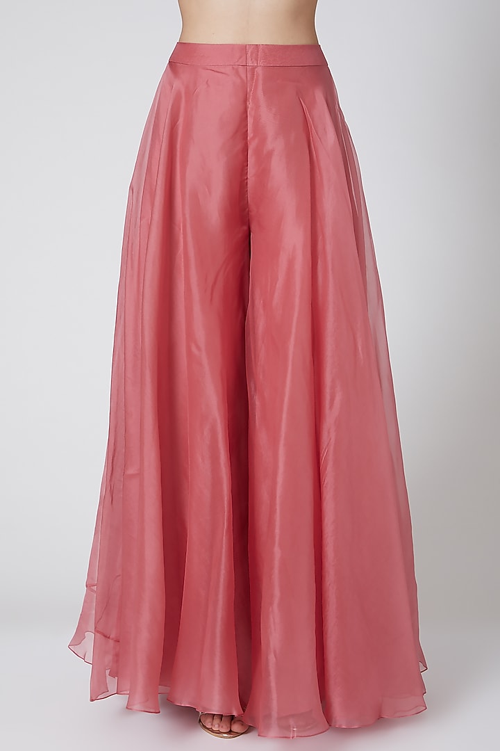 Rust Pink Embroidered Sharara Pant Set by Ridhi Mehra at Pernia's Pop Up Shop