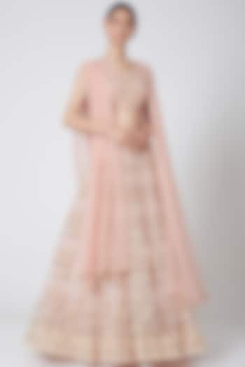 Peach Embroidered Bridal Lehenga Set by Ridhi Mehra at Pernia's Pop Up Shop