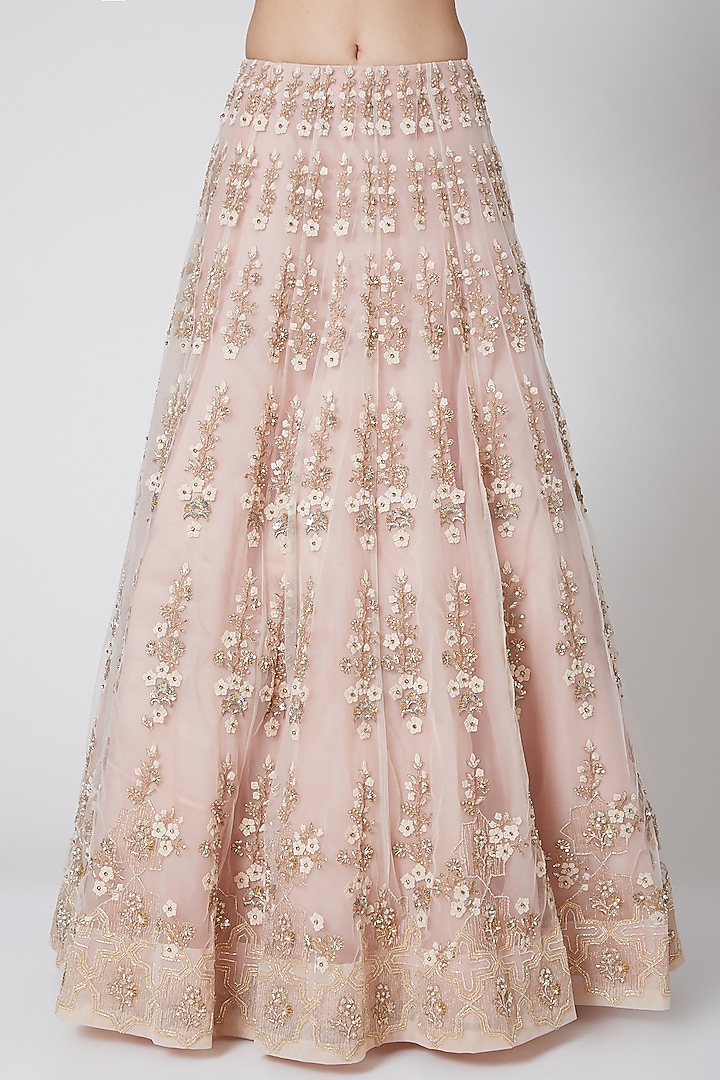 Peach Embroidered Bridal Lehenga Set by Ridhi Mehra at Pernia's Pop Up Shop