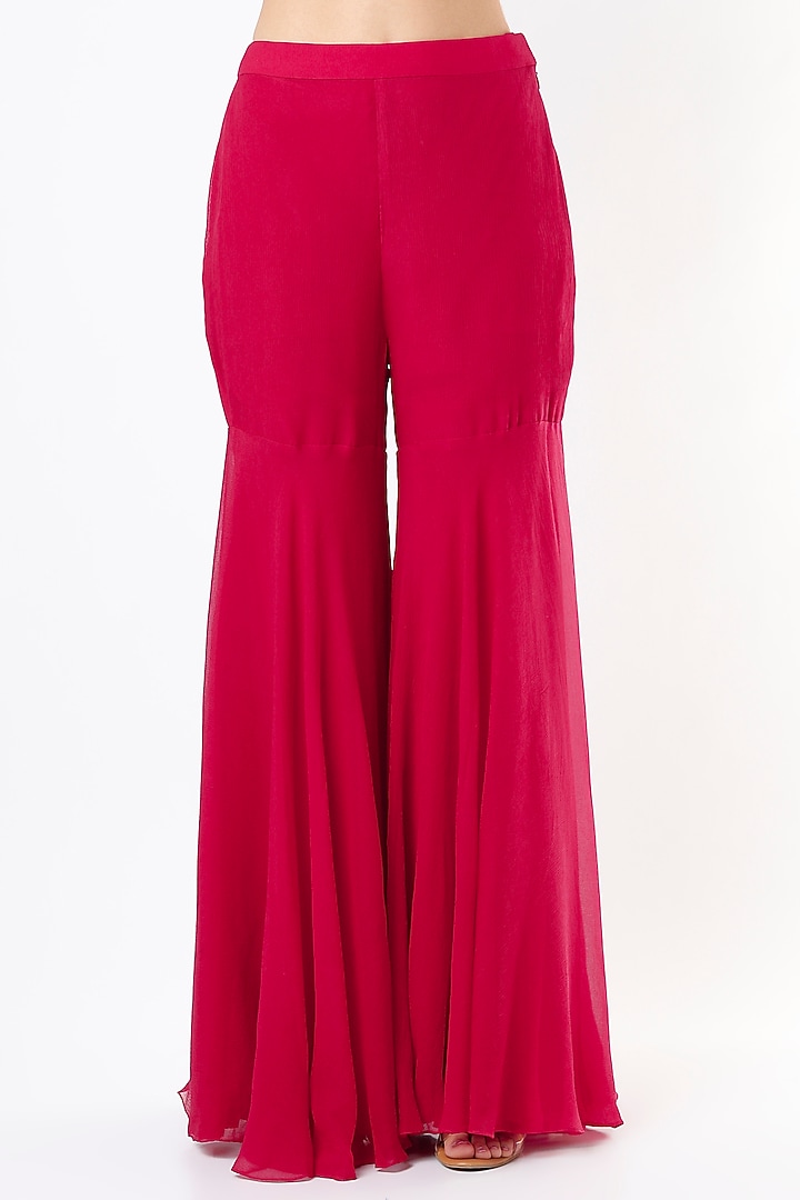 Red Organza Wedding Sharara Set by Ridhi Mehra at Pernia's Pop Up Shop