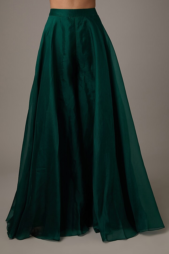 Emerald Green Organza Bridal Sharara Set by Ridhi Mehra at Pernia's Pop Up Shop