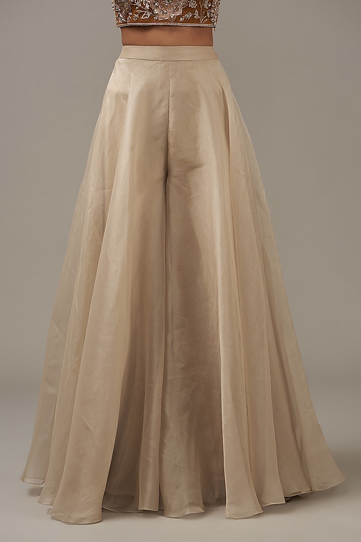 Champagne Organza Bridal Sharara Set by Ridhi Mehra at Pernia's Pop Up Shop