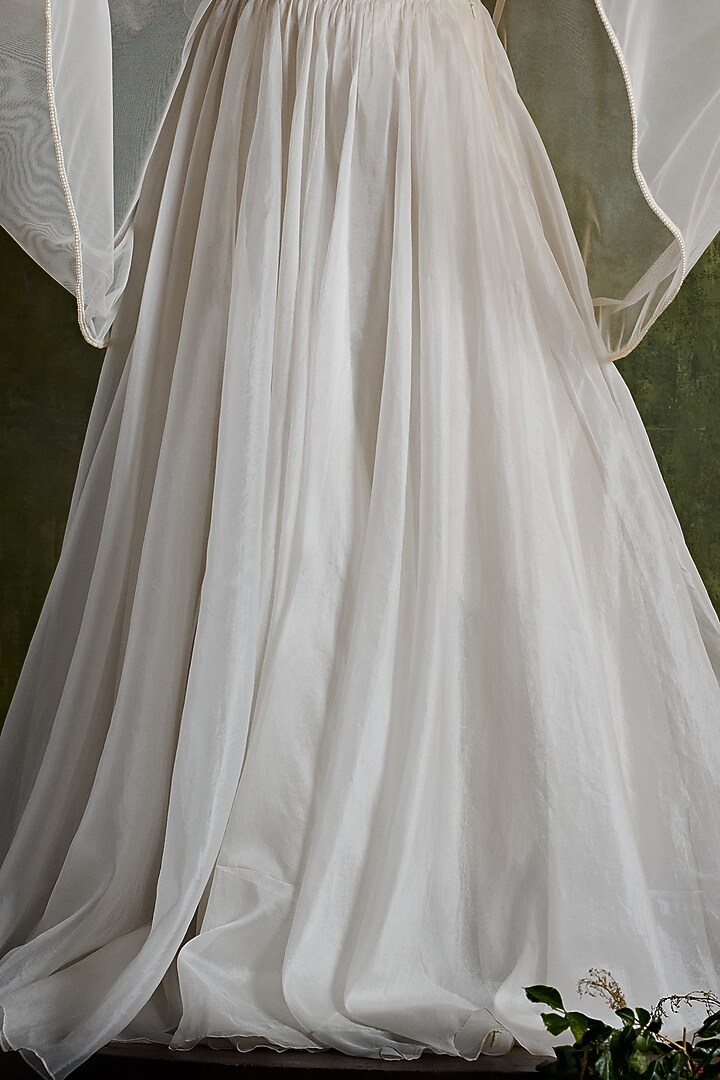 Dirty Ivory Organza Skirt Set by Ridhi Mehra at Pernia's Pop Up Shop