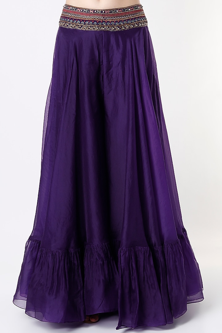 Plum Purple Georgette Cape Set by Ridhi Mehra at Pernia's Pop Up Shop