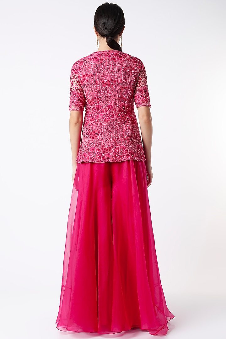 Fuchsia Organza Bridal Sharara Set by Ridhi Mehra at Pernia's Pop Up Shop