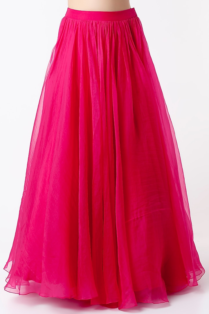 Deep Fuchsia Organza Wedding Lehenga Set by Ridhi Mehra at Pernia's Pop Up Shop