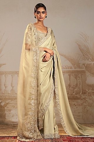 Buy Dirty Ivory Adelina Saree Set and Belt by RIDHI MEHRA at Ogaan Online  Shopping Site