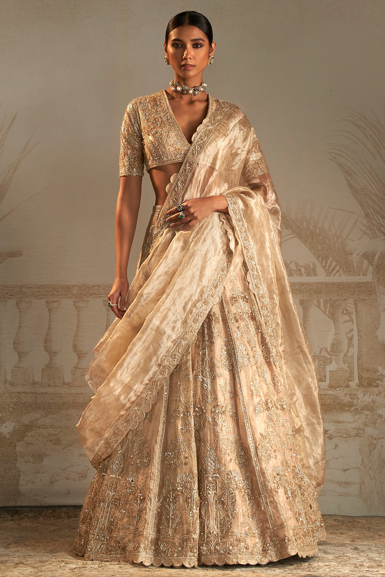 Copper And Gold Embellished Lehenga Set | Aisha Rao – KYNAH