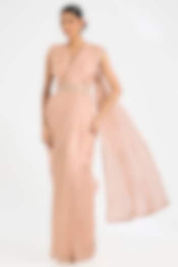 Rose Gold Tissue Reception Saree Set by Ridhi Mehra at Pernia's Pop Up Shop