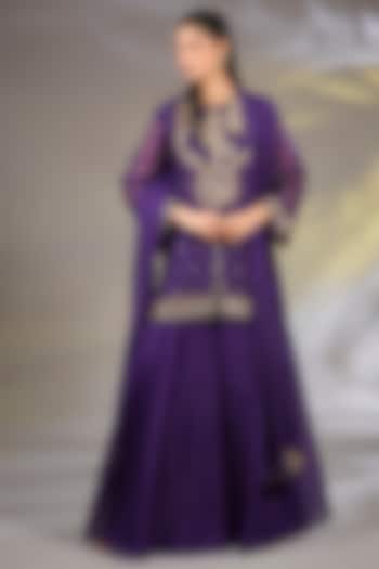 Purple Organza Bridal Sharara Set by Ridhi Mehra at Pernia's Pop Up Shop