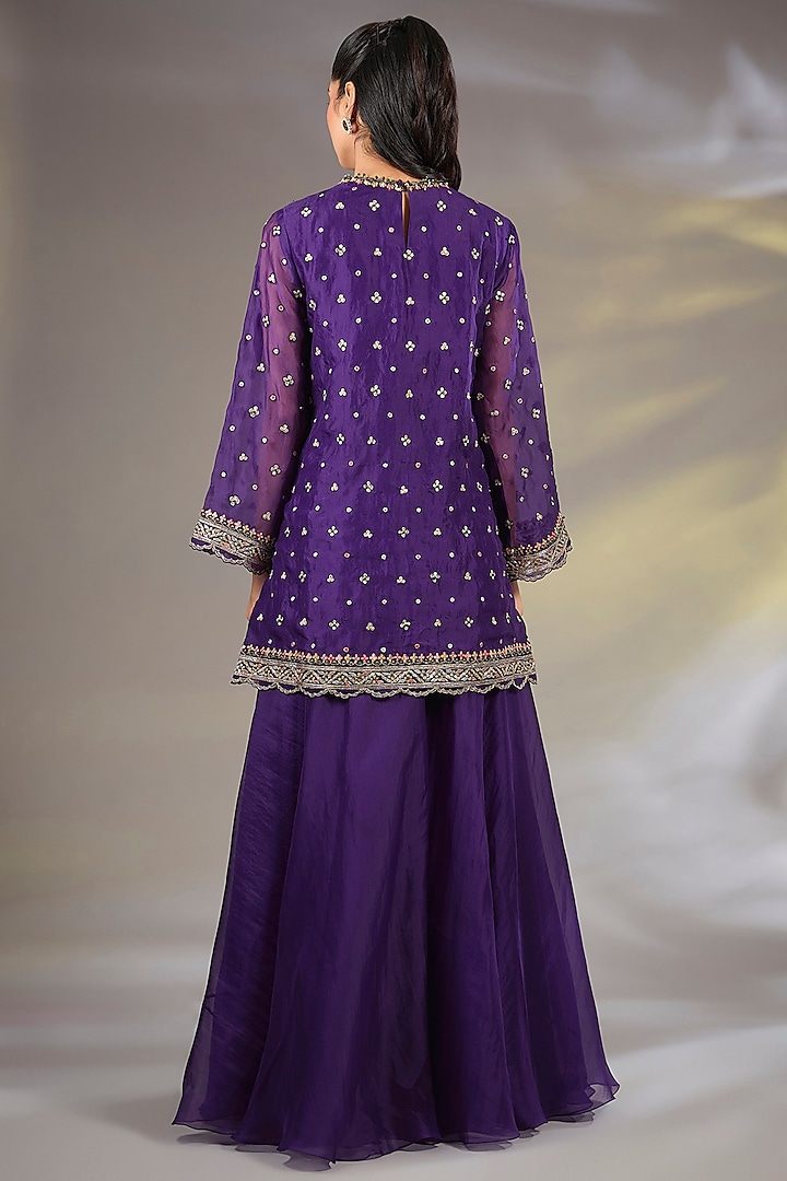 Purple Organza Bridal Sharara Set by Ridhi Mehra at Pernia's Pop Up Shop
