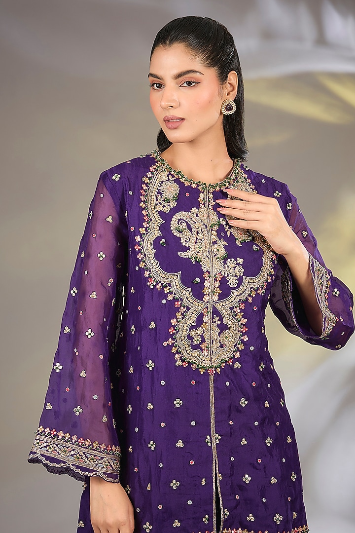 Purple Organza Bridal Sharara Set by Ridhi Mehra at Pernia's Pop Up Shop