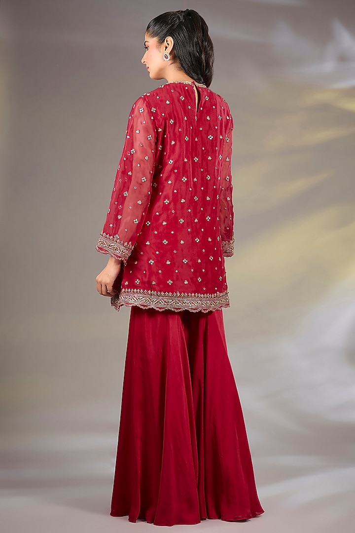 Red Organza Bridal Sharara Set by Ridhi Mehra at Pernia's Pop Up Shop