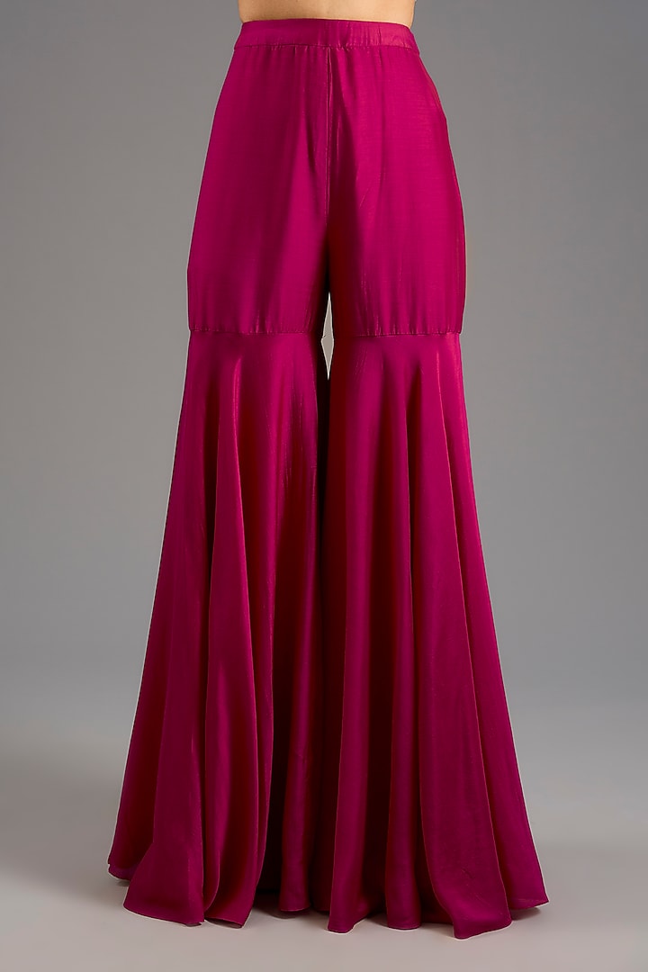 Fuchsia Pink Fine Silk Gharara Set by Ridhi Mehra at Pernia's Pop Up Shop