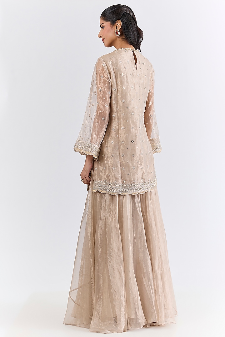Water Gold Tissue Bridal Sharara Set by Ridhi Mehra at Pernia's Pop Up Shop
