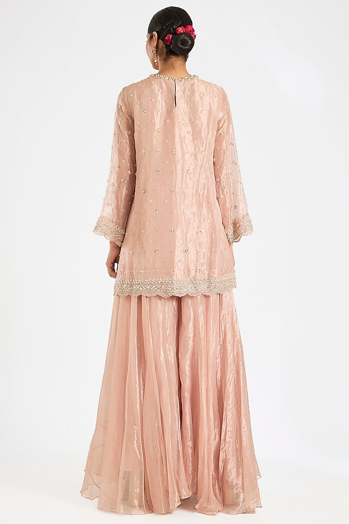 Rose Gold Tissue Bridal Sharara Set by Ridhi Mehra at Pernia's Pop Up Shop