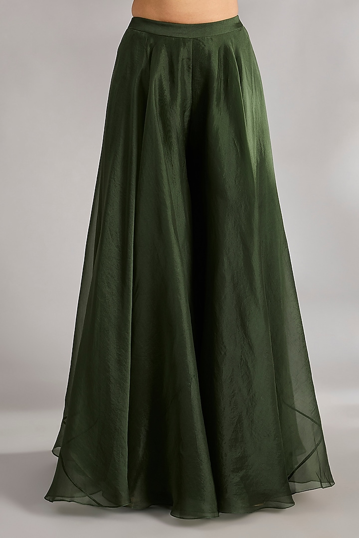 Military Green Organza Bridal Sharara Set by Ridhi Mehra at Pernia's Pop Up Shop