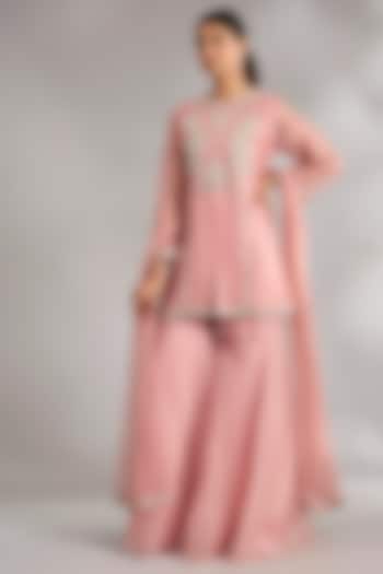 Onion Pink Organza Gharara Set by Ridhi Mehra at Pernia's Pop Up Shop