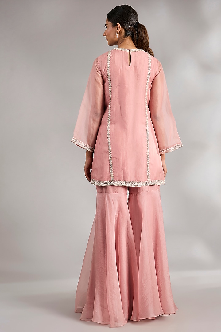 Onion Pink Organza Gharara Set by Ridhi Mehra at Pernia's Pop Up Shop