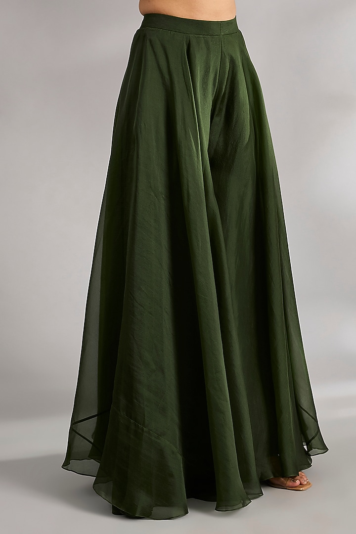 Military Green Organza Bridal Sharara Set by Ridhi Mehra at Pernia's Pop Up Shop
