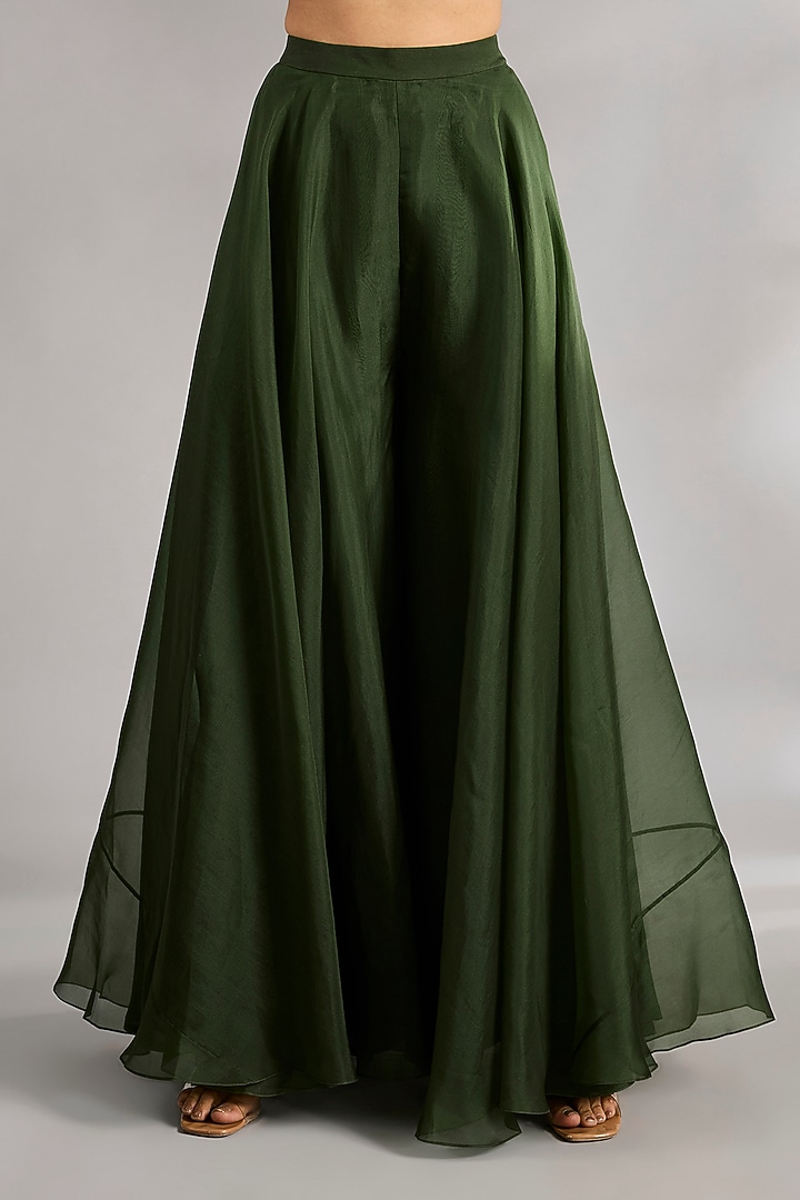Military Green Organza Bridal Sharara Set by Ridhi Mehra at Pernia's Pop Up Shop