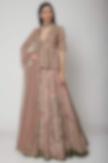 Blush Pink Embroidered Bridal Lehenga Set by Ridhi Mehra at Pernia's Pop Up Shop