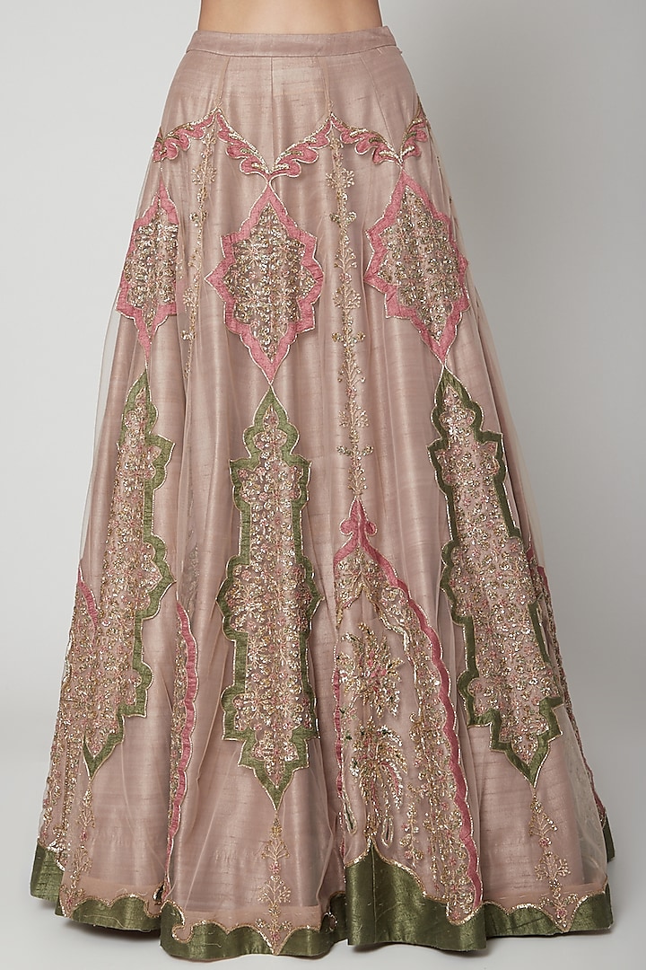 Blush Pink Embroidered Bridal Lehenga Set by Ridhi Mehra at Pernia's Pop Up Shop