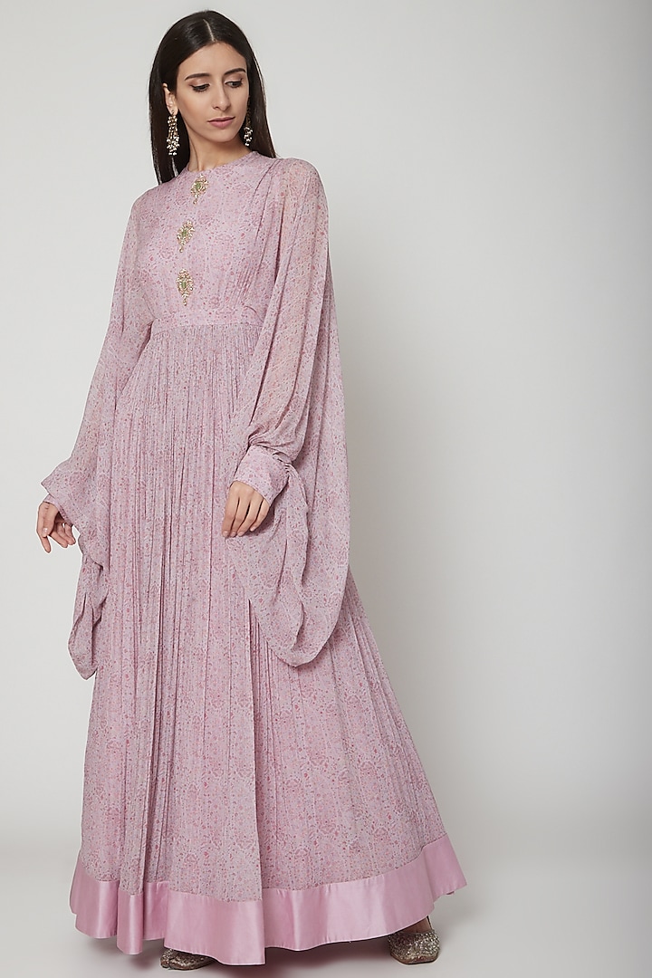 Lilac Paisley Printed Anarkali by Ridhi Mehra at Pernia's Pop Up Shop