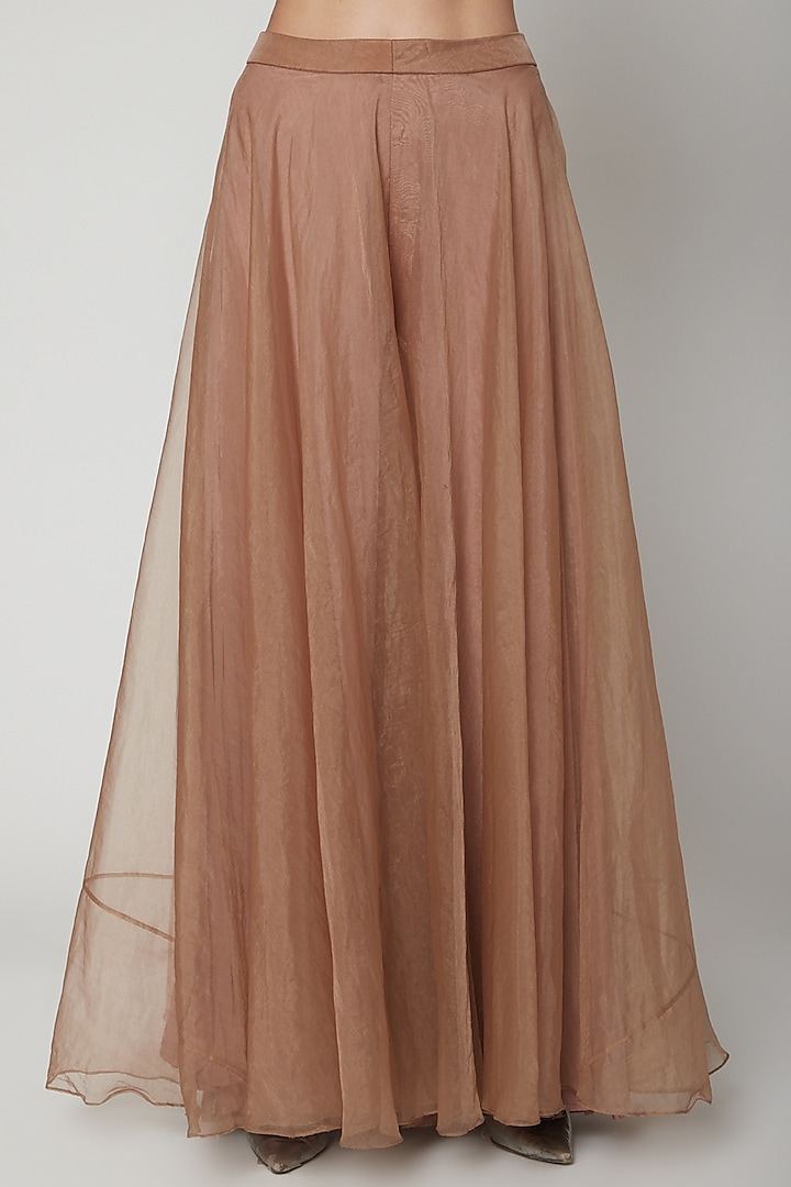 Champagne Gold Embroidered Peplum Top With Bridal Sharara Pants by Ridhi Mehra at Pernia's Pop Up Shop