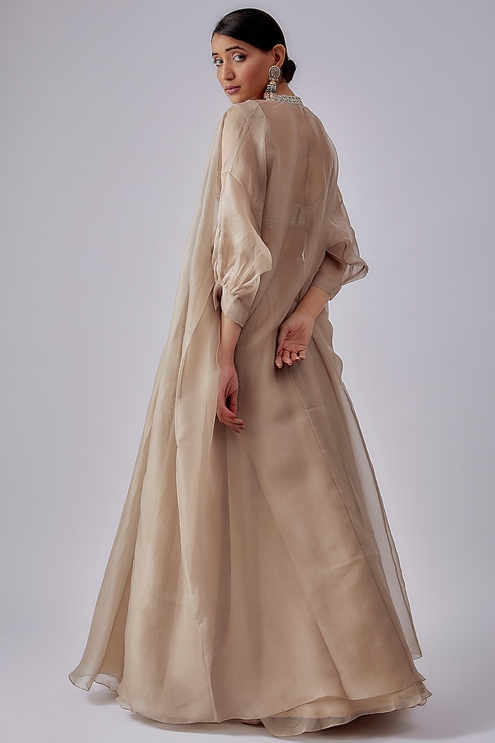 Blush Pink Organza Embroidered Jacket Wedding Lehenga Set by Ridhi Mehra at Pernia's Pop Up Shop