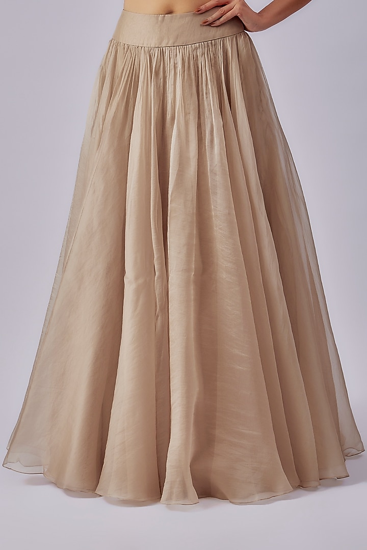 Blush Pink Organza Embroidered Jacket Wedding Lehenga Set by Ridhi Mehra at Pernia's Pop Up Shop