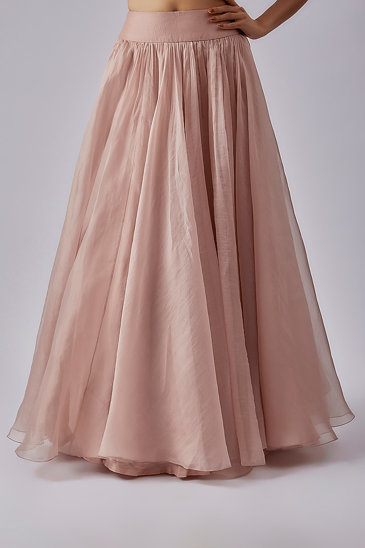 Blush Pink Organza Jacket Wedding Lehenga Set by Ridhi Mehra at Pernia's Pop Up Shop