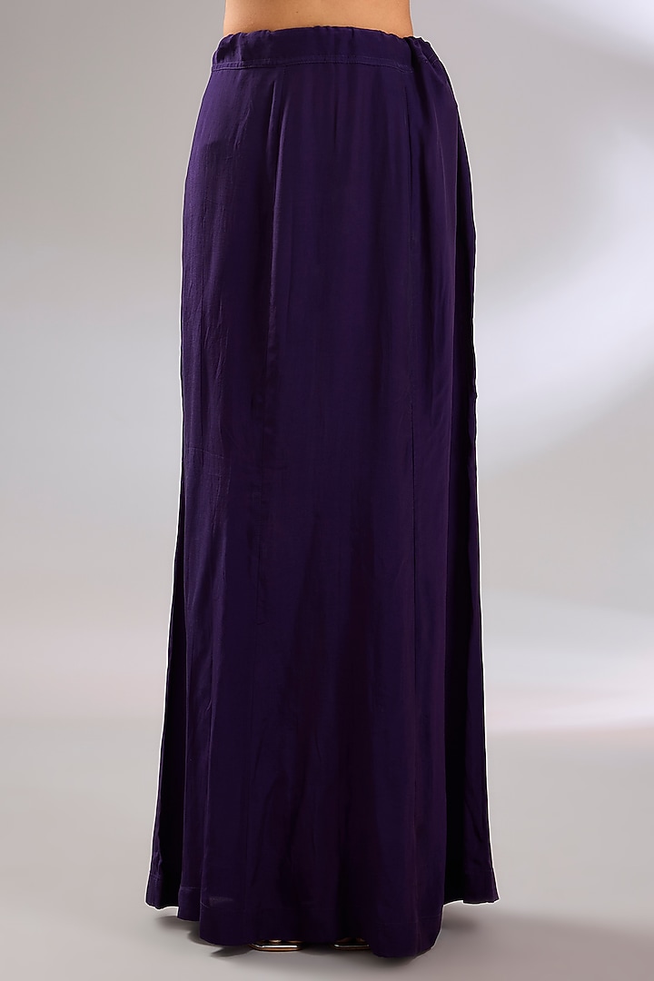 Purple Silk Embroidered Reception Saree Set by Ridhi Mehra at Pernia's Pop Up Shop