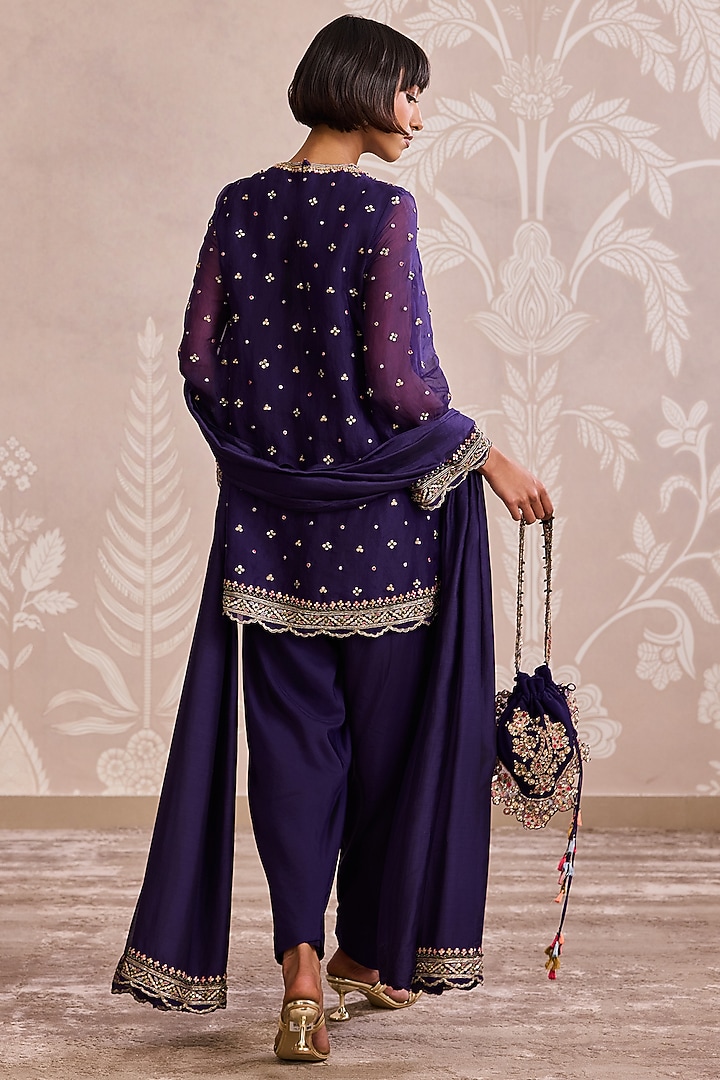 Purple Organza Embroidered Kurta Set by Ridhi Mehra at Pernia's Pop Up Shop