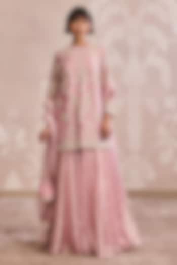 Lilac Gold Tissue Embroidered Bridal Sharara Set by Ridhi Mehra at Pernia's Pop Up Shop