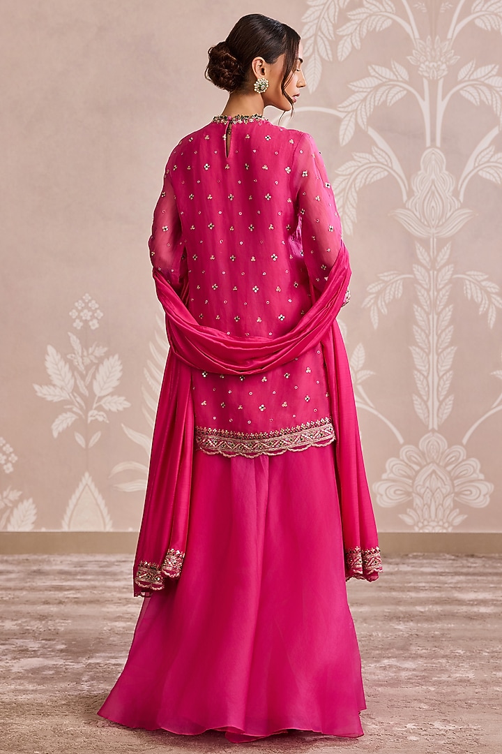 Fuchsia Organza Bridal Sharara Set by Ridhi Mehra at Pernia's Pop Up Shop