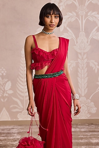 Green Net Embroidered Belt by Ridhi Mehra