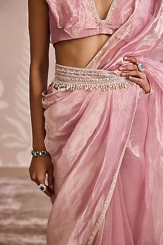 Lilac Gold Tissue Embroidered Belt by Ridhi Mehra