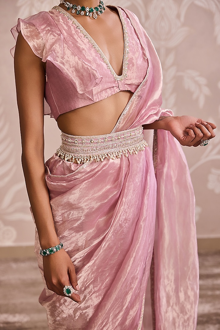 Lilac Gold Tissue Embroidered Belt by Ridhi Mehra at Pernia's Pop Up Shop