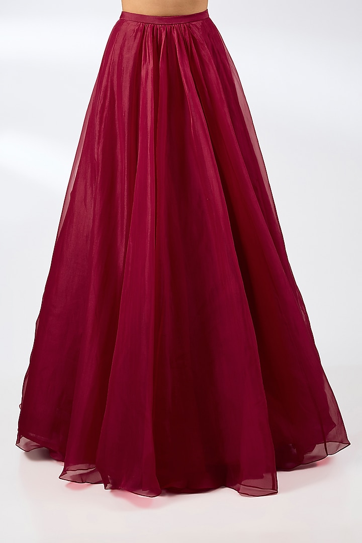 Red Organza Wedding Lehenga Set by Ridhi Mehra at Pernia's Pop Up Shop