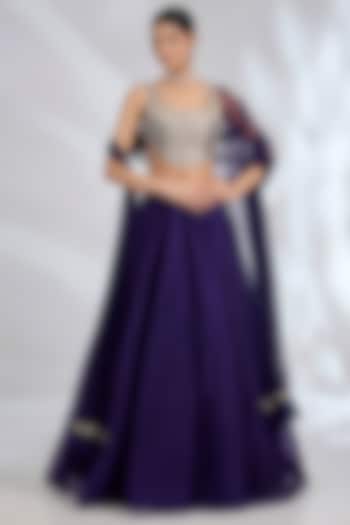 Purple Organza Wedding Lehenga Set by Ridhi Mehra at Pernia's Pop Up Shop
