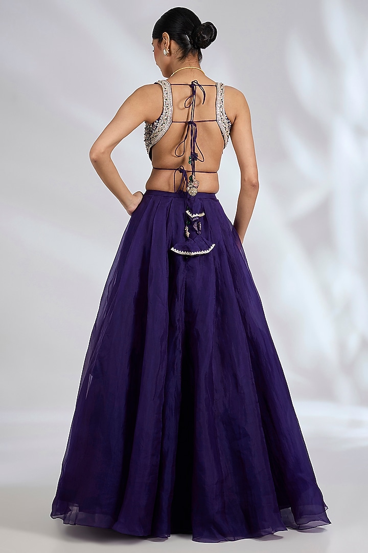 Purple Organza Wedding Lehenga Set by Ridhi Mehra at Pernia's Pop Up Shop