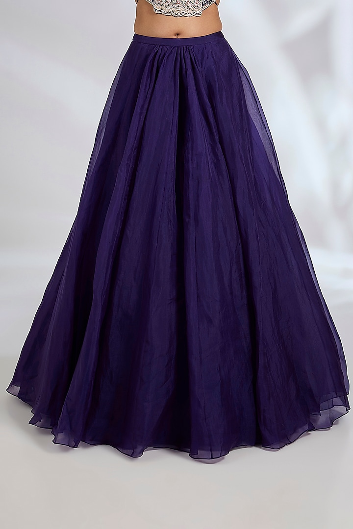 Purple Organza Wedding Lehenga Set by Ridhi Mehra at Pernia's Pop Up Shop
