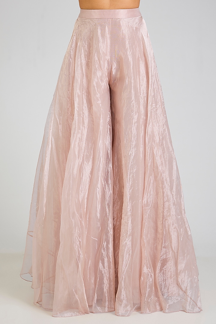 Rose Gold Tissue Embroidered Bridal Sharara Set by Ridhi Mehra at Pernia's Pop Up Shop
