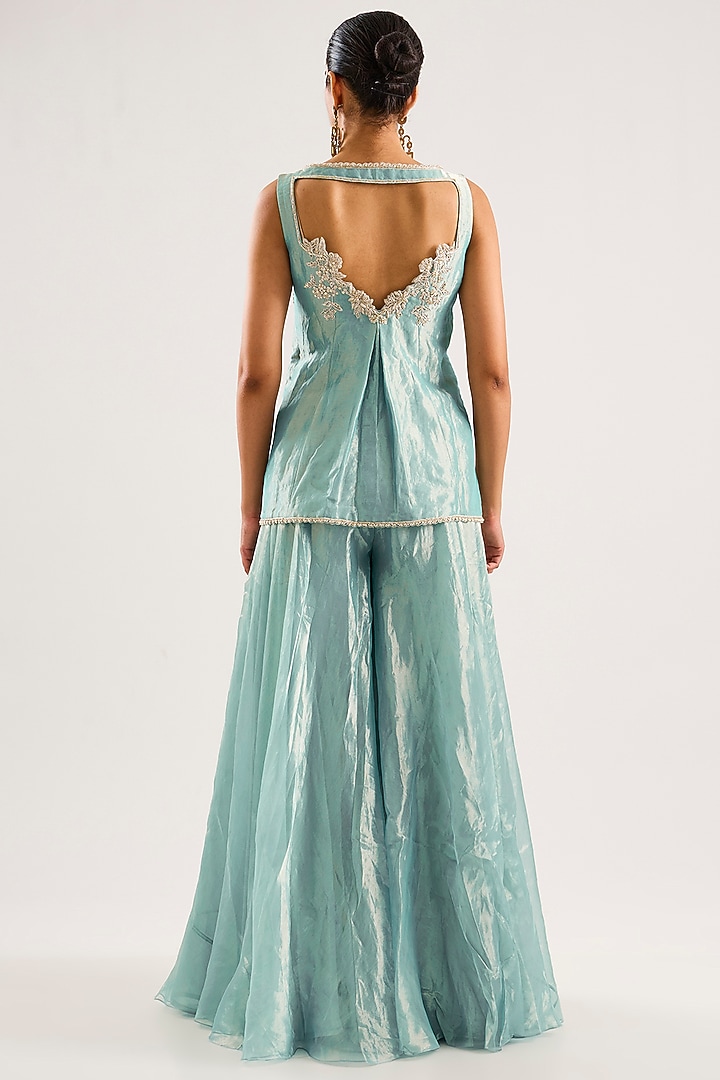 Ice Gold Tissue Bridal Sharara Set by Ridhi Mehra at Pernia's Pop Up Shop