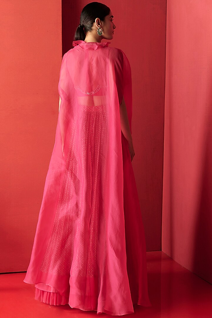 Fuchsia Embroidered & Printed Skirt Set by Ridhi Mehra at Pernia's Pop Up Shop