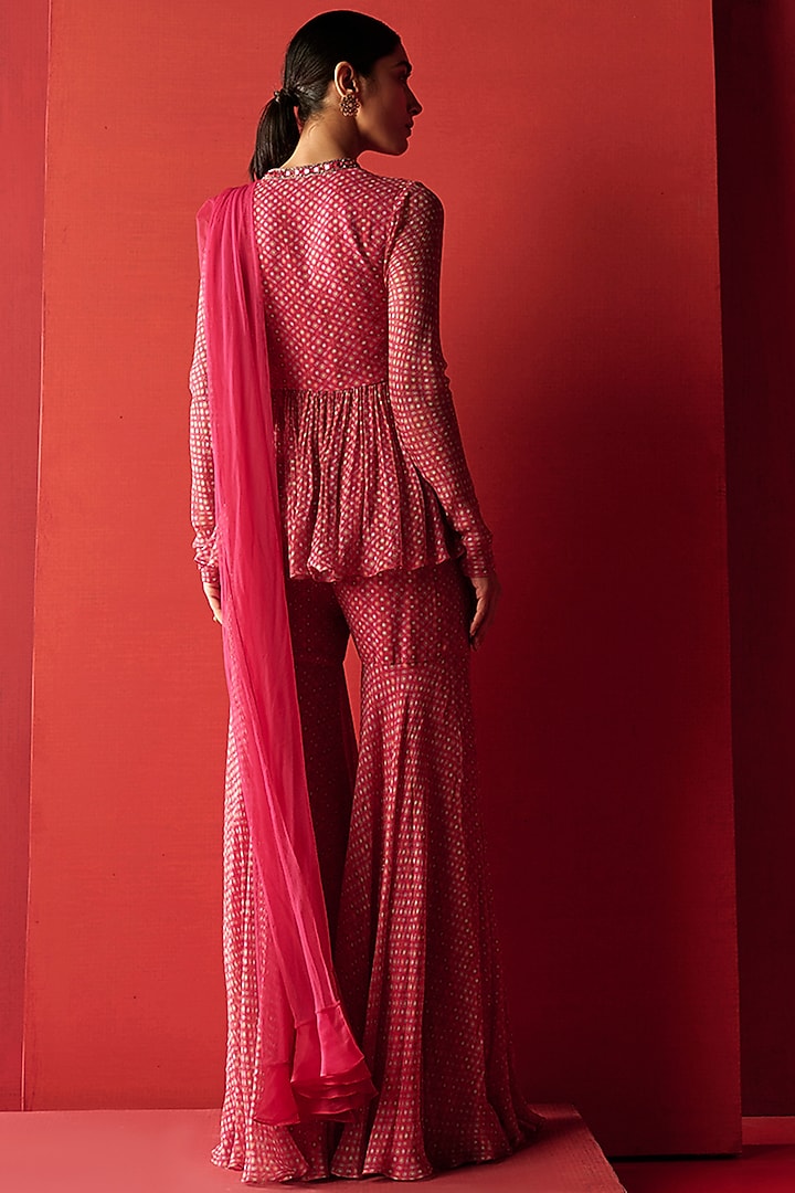 Fuchsia Embroidered & Printed Wedding Sharara Set by Ridhi Mehra at Pernia's Pop Up Shop